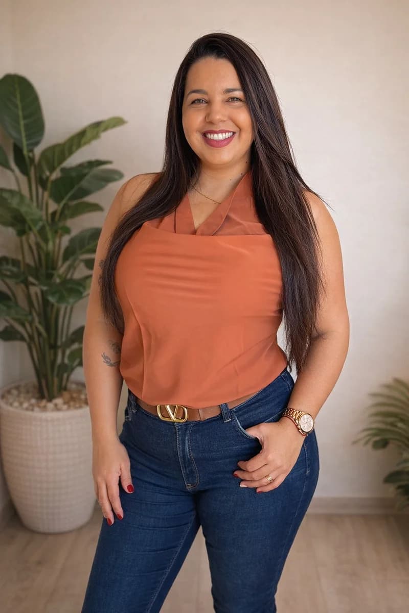Blusa Gola Cascata Terra - BOSS FEMME em Jundiaí SP