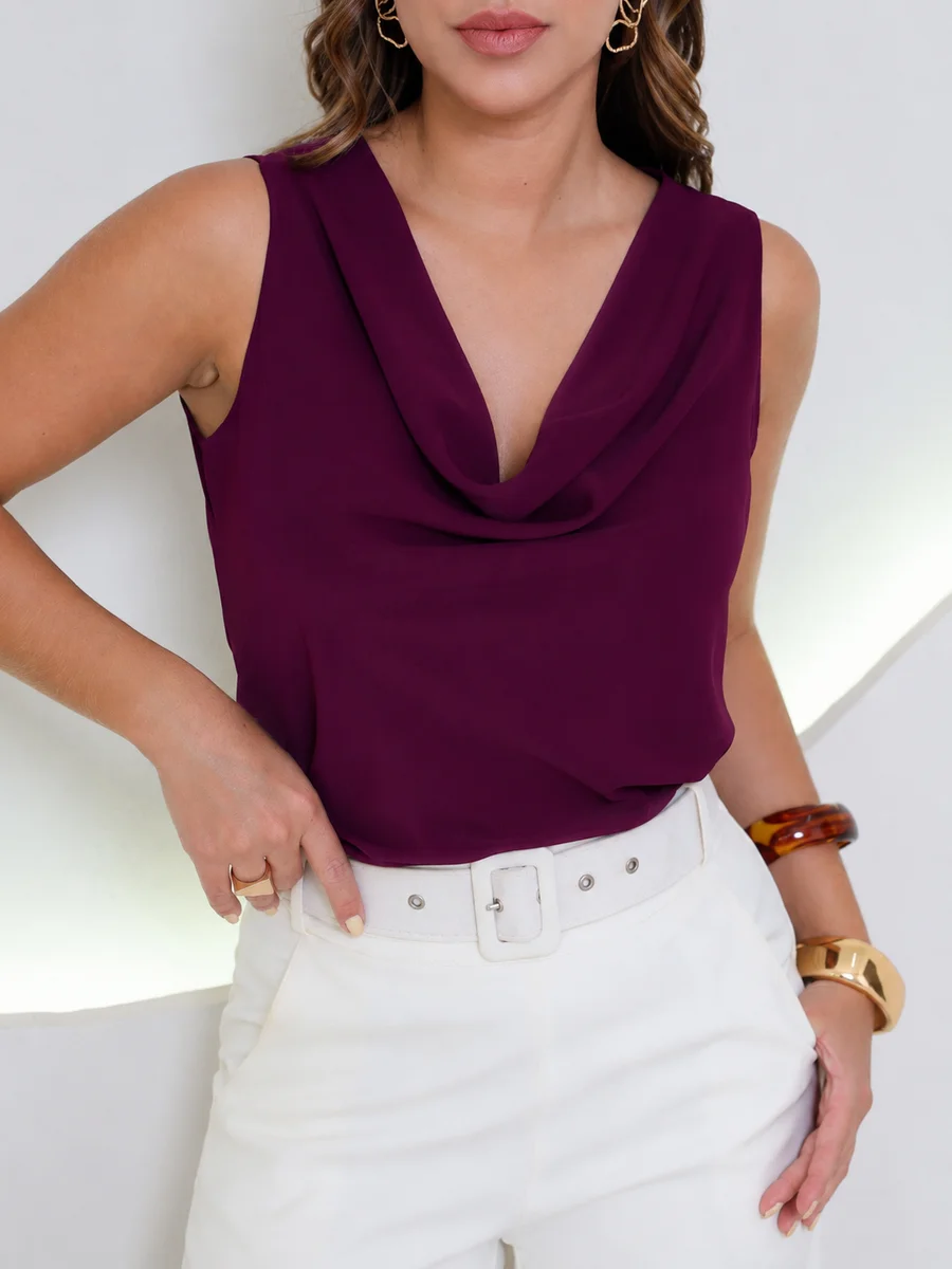 Blusa Gola Cascata Vinho - BOSS FEMME em Jundiaí SP
